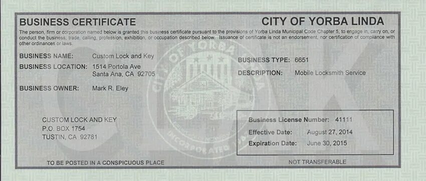 Private certificate. Business License. California Business License. Business License number. Business License scan.