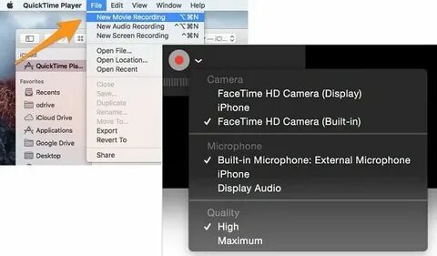 Quicktime player запись экрана