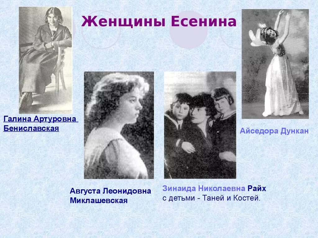 Жена Есенина Айседора Дункан. Любимые женщины Сергея Есенина.