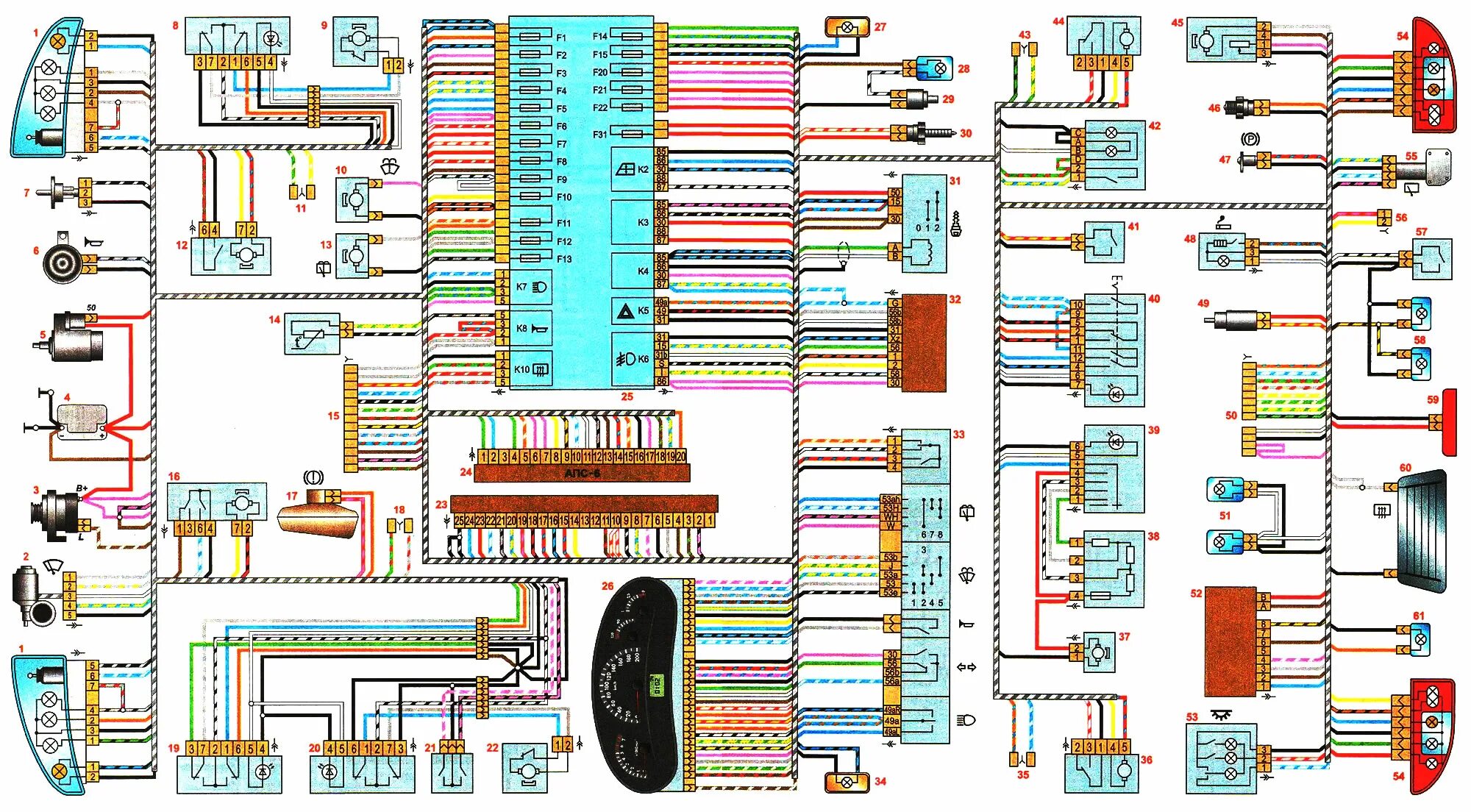 Электрические схемы калины. Схема проводки ВАЗ Калина 1 форсунок. Схема электропроводки Калина 1 универсал. Схема электропроводки Калина 1.