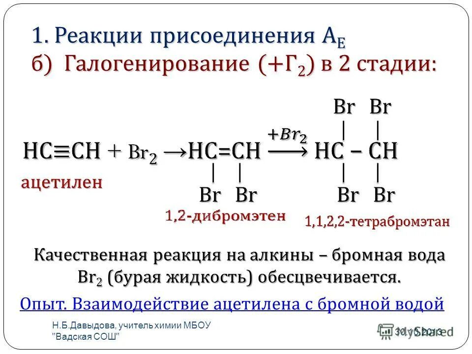 Химические свойства бромной воды