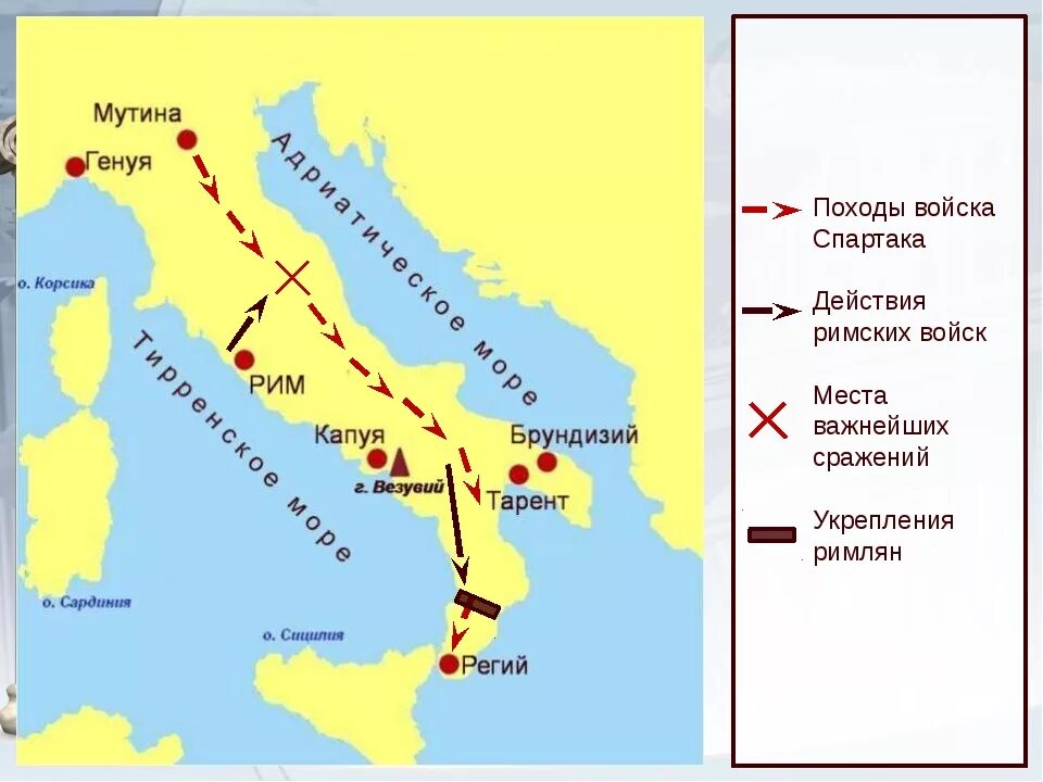 Направление древнего рима. Карта похода Восстания Спартака. Походы Спартака на карте. Карта древнего Рима восстание Спартака. Карта Италии сражение Спартака.