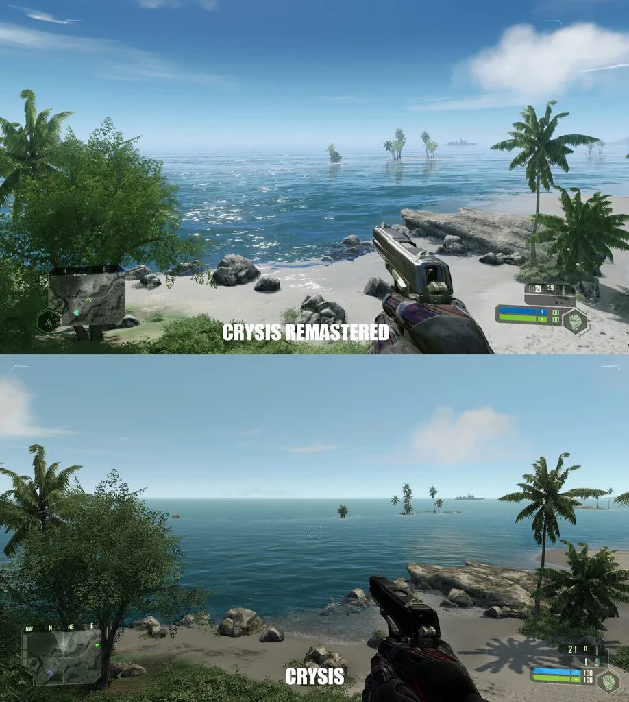 Crysis Remastered. Crysis 2 Remastered vs Original. Crysis 1 Remastered. Crysis оригинал и ремастер.