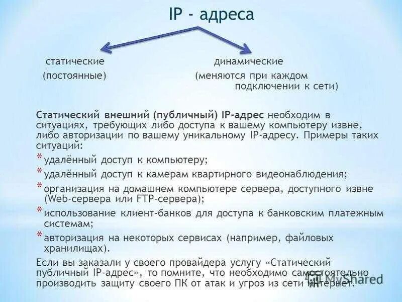 Статический и динамический IP. Статические и динамические IP адреса. IP адресация (статическая, динамическая).. Типы IP адресов статические.