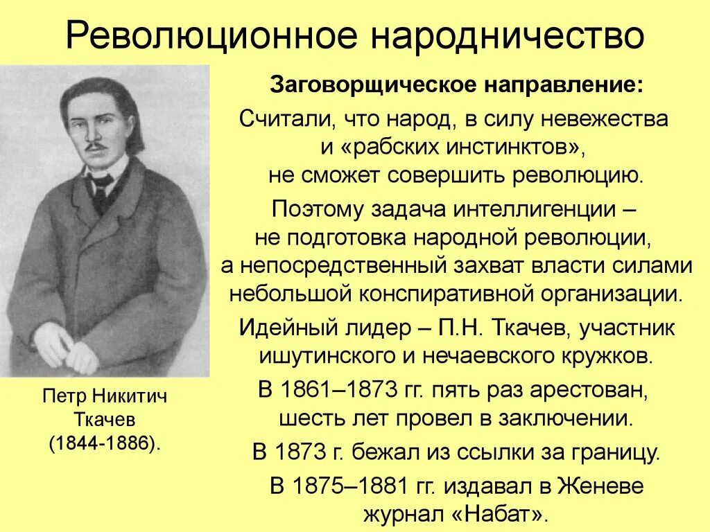 Заговтрческое направление. Заговорщическое направление. Методы бунтарского направления