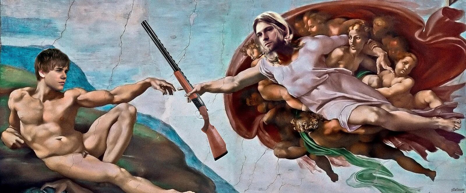 Как был создан бог. Микеланджело Сотворение Адама. "Сотворение Адама" Микеланджело, 1511. Микеланджело Сотворение Адама мемы.