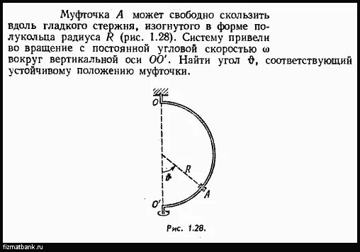 Бусинка может свободно скользить. Изогнутый (с радиусом r). Кольцо радиуса r=1 вращается с постоянной угловой скоростью. Вращающийся обруч с угловой скоростью. Кольцо радиуса r 0.5 вращается с постоянной угловой скоростью.