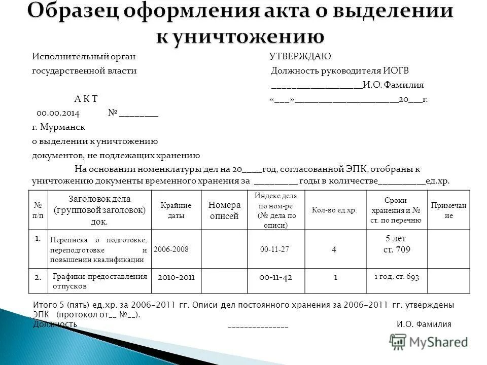 Пример акта на уничтожение документов с истекшим сроком хранения. Составление и оформление актов о выделении дел к уничтожению. Акт об уничтожении документов с истекшим сроком хранения образец 2021. Оформление дела акта о выделении документов к уничтожению.