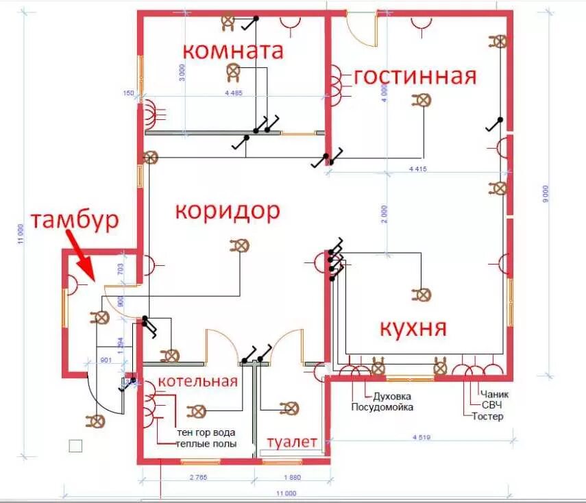 Монтажная схема электропроводки в частном доме. Проводка электрики в своем доме схема монтажа. Схема проводки электрики в частном доме. Схема проводки в каркасном доме.