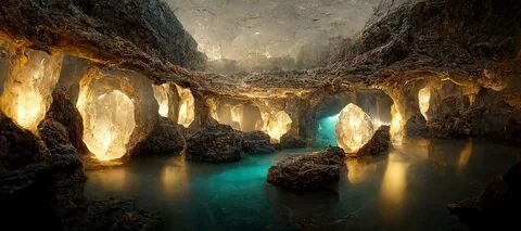 Wallpaper : cave, crystal 2304x1024.