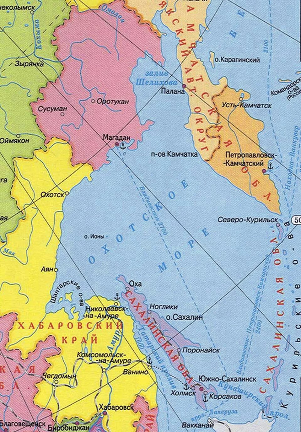 В составе дальнего востока находится островная область. Камчатка Охотское море карта. Карта Сахалин Охотское море. Карта побережья Охотского моря Хабаровский край. Карта Охотское море Сахалин Курилы.