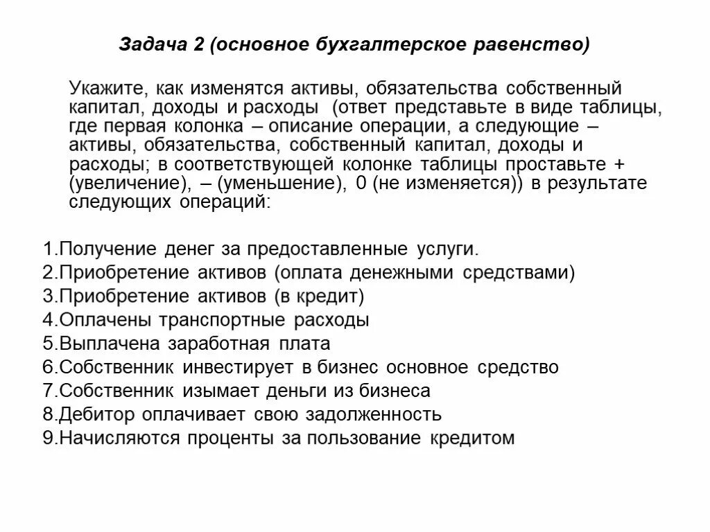 Обязательства акционерный капитал. Основное бухгалтерское равенство. Активы обязательства собственный капитал доходы и расходы. Составьте основное бухгалтерское равенство. Активы = обязательства + капитал + доходы - расходы.