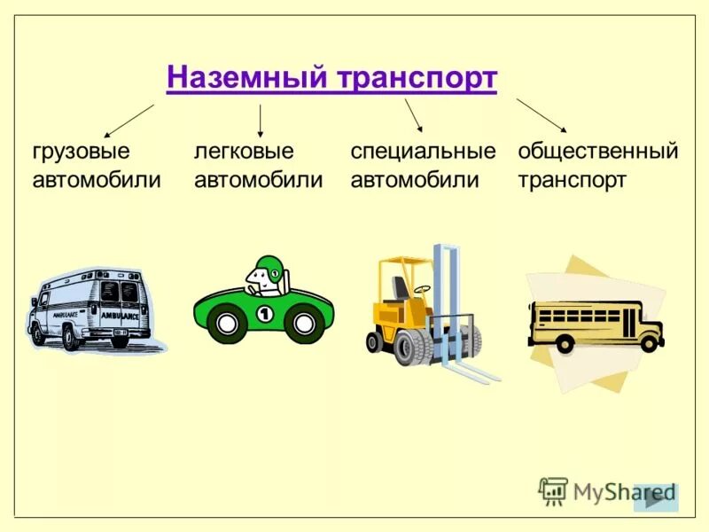 Какой транспорт специальный. Виды наземного транспорта. Виды наземнеого транспорт. Виды наземного транспорта для детей. Транспортные средства для детей.