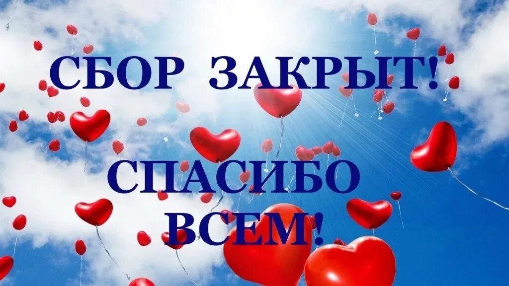 За помощь отсосу. Сбор закрыт. Сбор закрыт слова благодарности. Сбор закрыт всем спасибо. Сбор закрыт спасибо всем большое.