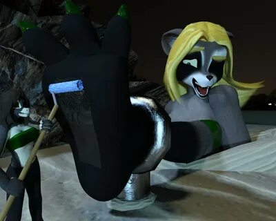 Furry tickling feet