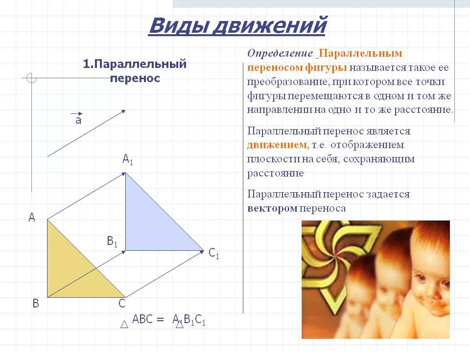 Движения 9 класс презентация атанасян. Вид движения геометрия 9 класс параллельный перенос. Понятие движения в геометрии 9 класс. Движение геометрия 9 класс параллельный перенос фигуры. Виды движения на плоскости.