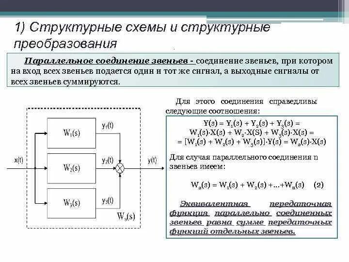 Структурные и электронные соединения. Структурная схема с последовательным соединением звеньев. Как преобразовать структурную схему. Структурная схема параллельного соединения звеньев. Преобразования структурных схем линейных САУ.