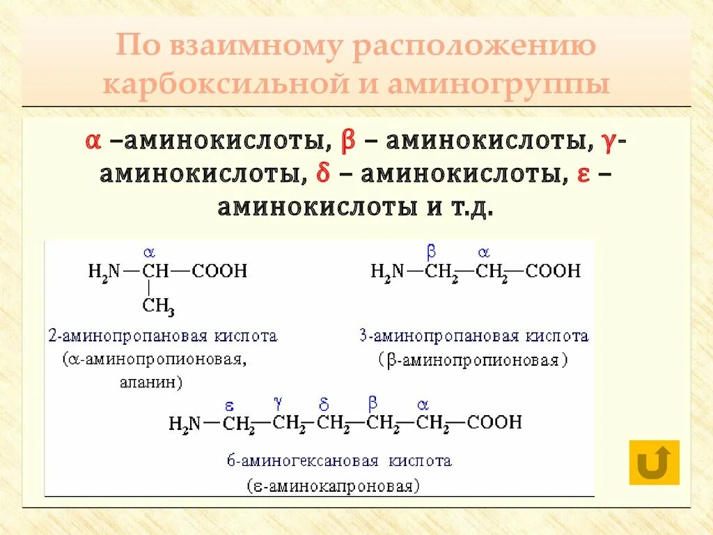 Аминокислоты по взаимному расположению функциональных групп. Классификация аминокислот по расположению аминогруппы. Аминокислоты по положению аминогруппы. Гамма аминопропановая кислота. 3 аминопропионовая кислота