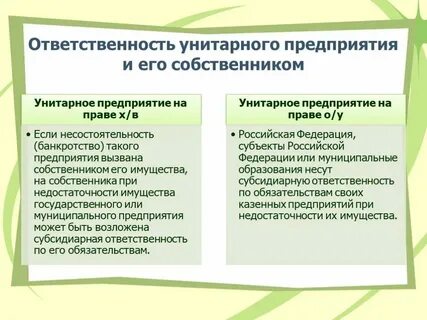 Государственные унитарные предприятия ответственность по обязательствам