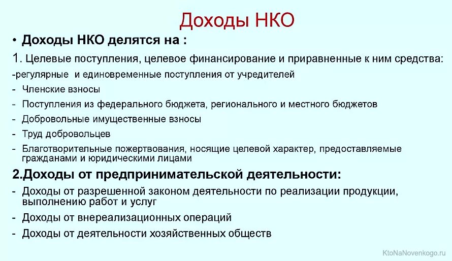 Поступления некоммерческих организаций