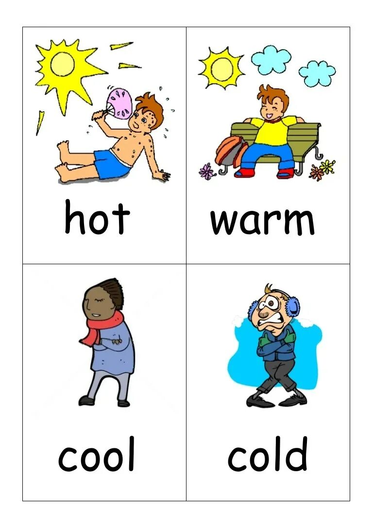 Cold карточка. Weather карточки на английском. Cold cool warm hot. Warm карточка на английском.