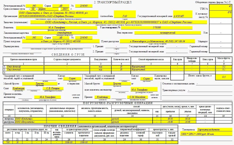 Форма 1.3 1.4. Пример заполнения товарно транспортной накладной. Товарно-транспортная накладная (форма № 1-т). Заполнение товарно транспортной накладной форма 1-т. Товарно транспортная накладная 2 транспортный раздел.