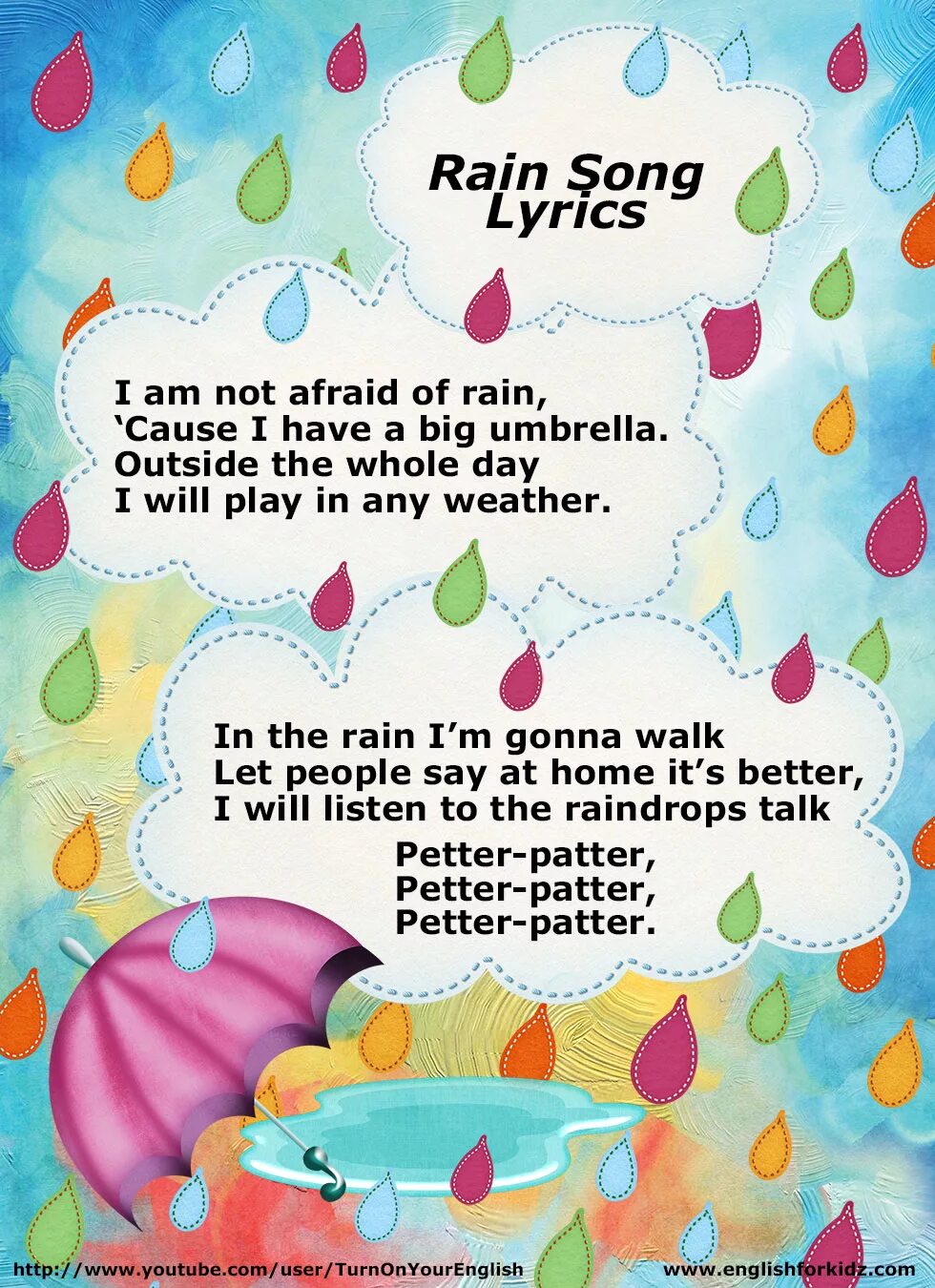 Английская песня дождь. Song for Kids. Song Lyrics. Songs for children in English. English Lyrics for Kids.