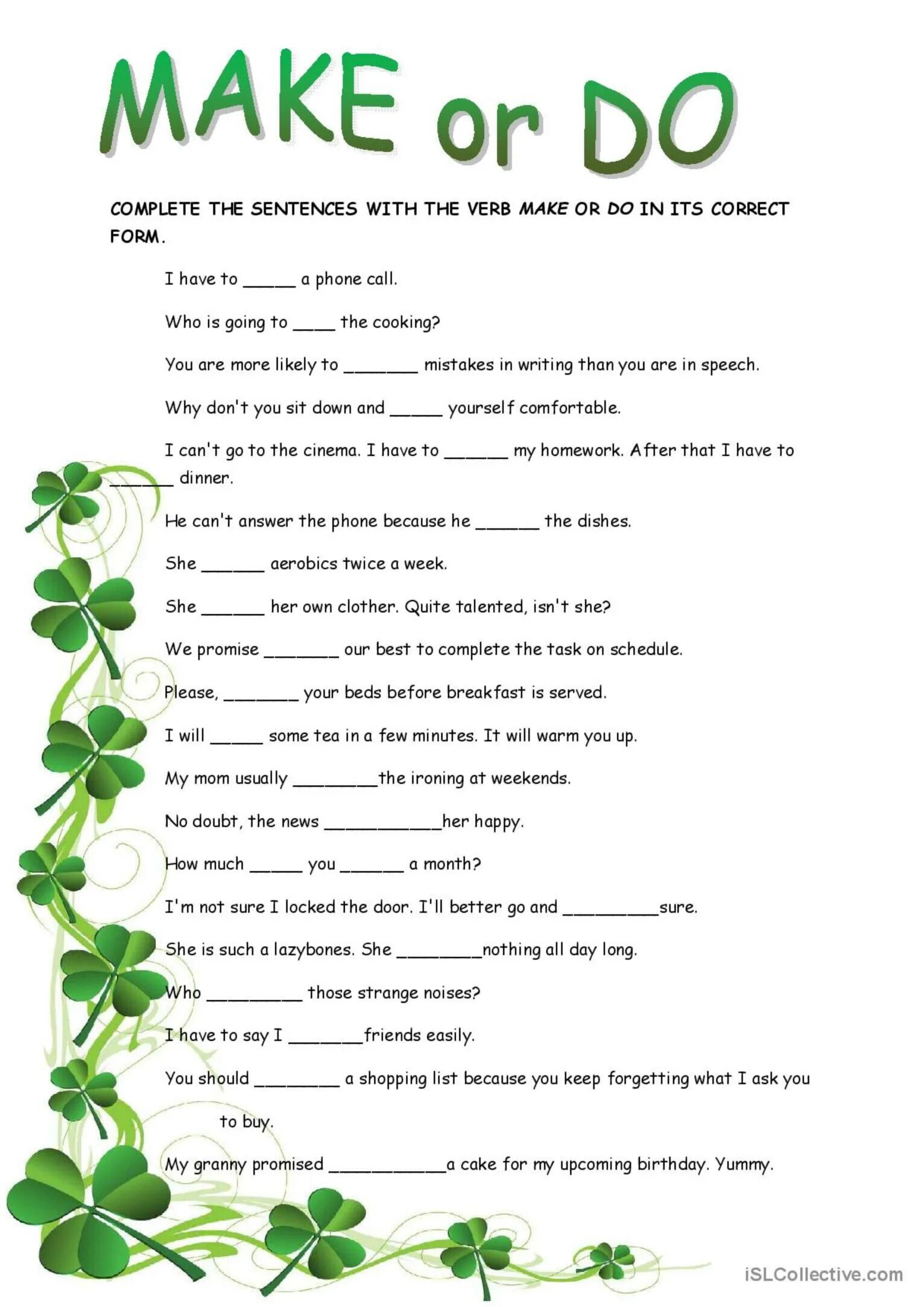 English exercises make do exercises. Make do упражнения. make do задания. to make to do упражнения. make or do упражнения.