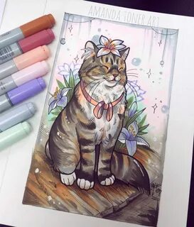 Нарисовать котика маркерами