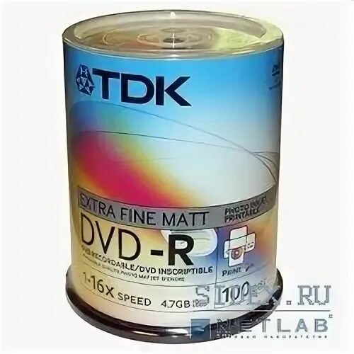 Dvd диск 100 шт. Диск dvd+r 4.7g по 100шт. 16x tdk с поверхностью для печати.