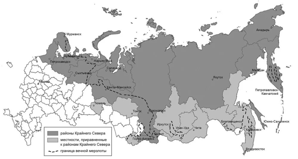 Северные территории россии карта