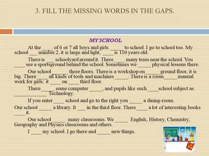 Fill in the missing words перевод