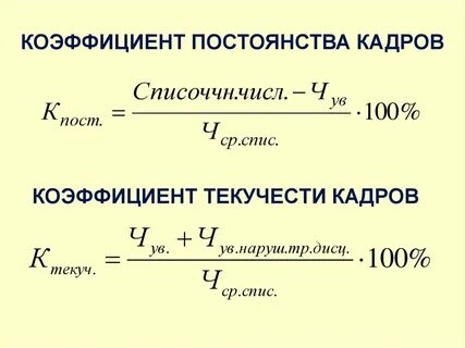 Формула текучести кадров за год