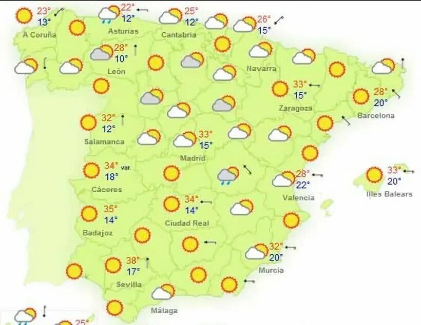 Карта температур Испании. Погодная карта Испании. Погода в Испании на карте. Климат Испании карта. Погода в испании сегодня