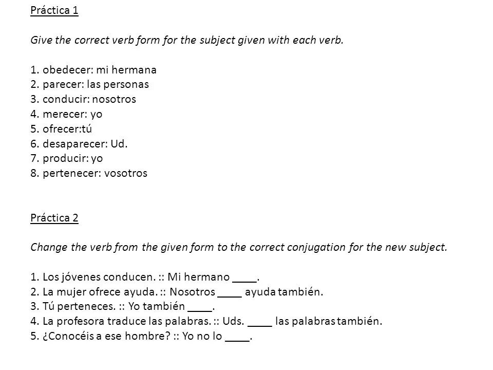 Underline the correct verb 5