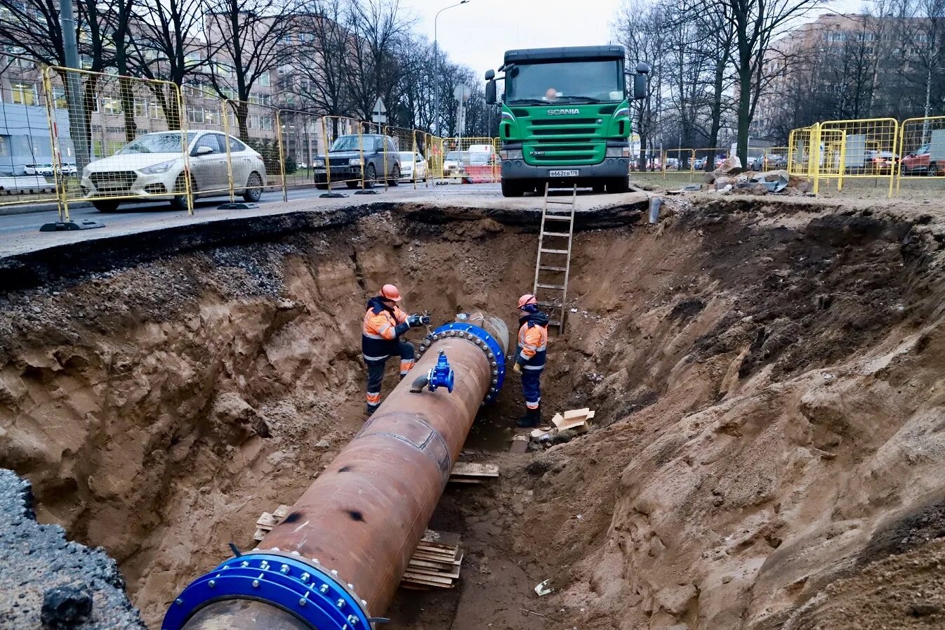 Водоканал Санкт-Петербурга. Строительство водопровода. Реконструкция магистрального водовода. Прокладка трубопровода. Водоканал ремонтное