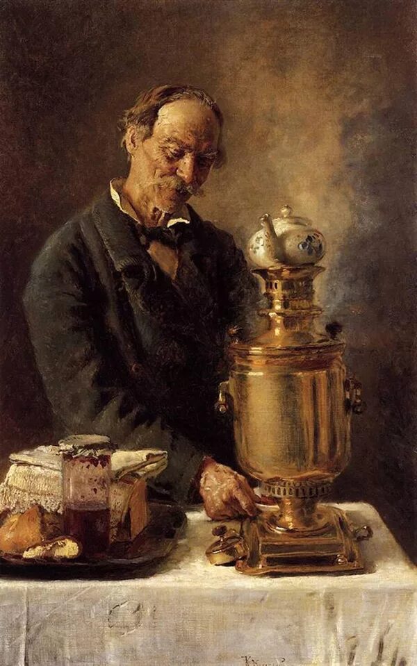 Выпил старый чай. Картина Маковского Алексеич. Константина Егоровича Маковского (1839–1915),.