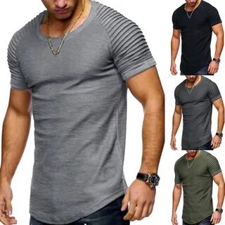 ...Description Mens Short Sleeve Crew Neck Fold Shoulder Side Zipper Trim T ...