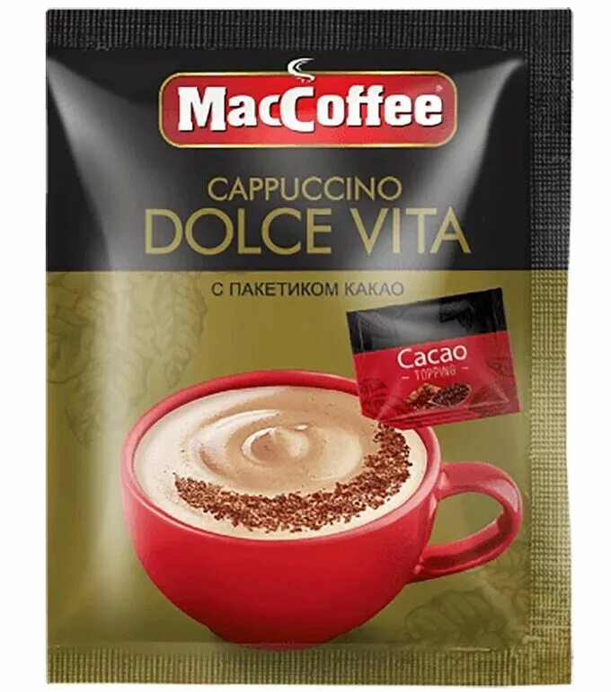 MACCOFFEE Cappuccino Dolce Vita с какао. Напиток кофейный MACCOFFEE Cappuccino. Купить маккофе