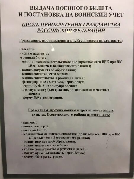 Постановка на учет после получения гражданства