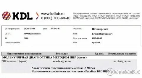 Сайт кдл узнать результаты анализа
