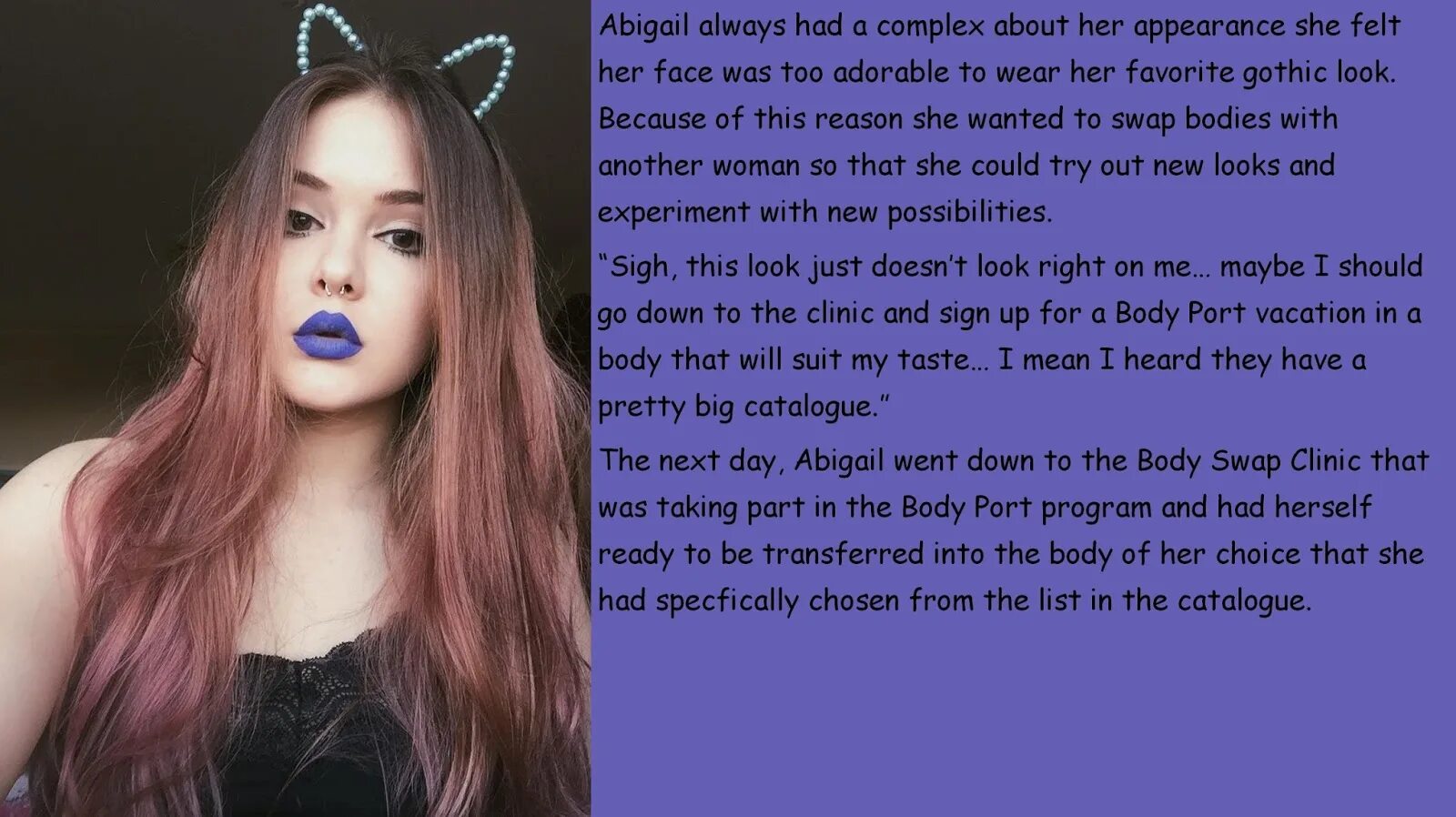 Hear meaning. Body swap MTF. Body swap transgender. Эбигейл Дэй дресс. Abigail Day медсестра.