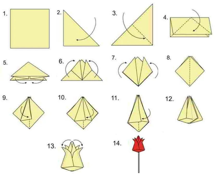Схема изготовления тюльпана из бумаги оригами. Оригами тюльпан пошагово для начинающих. Оригами из бумаги тюльпан схема поэтапно для детей. Оригами тюльпан схема.
