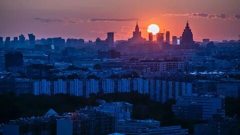 Закат солнца город москва