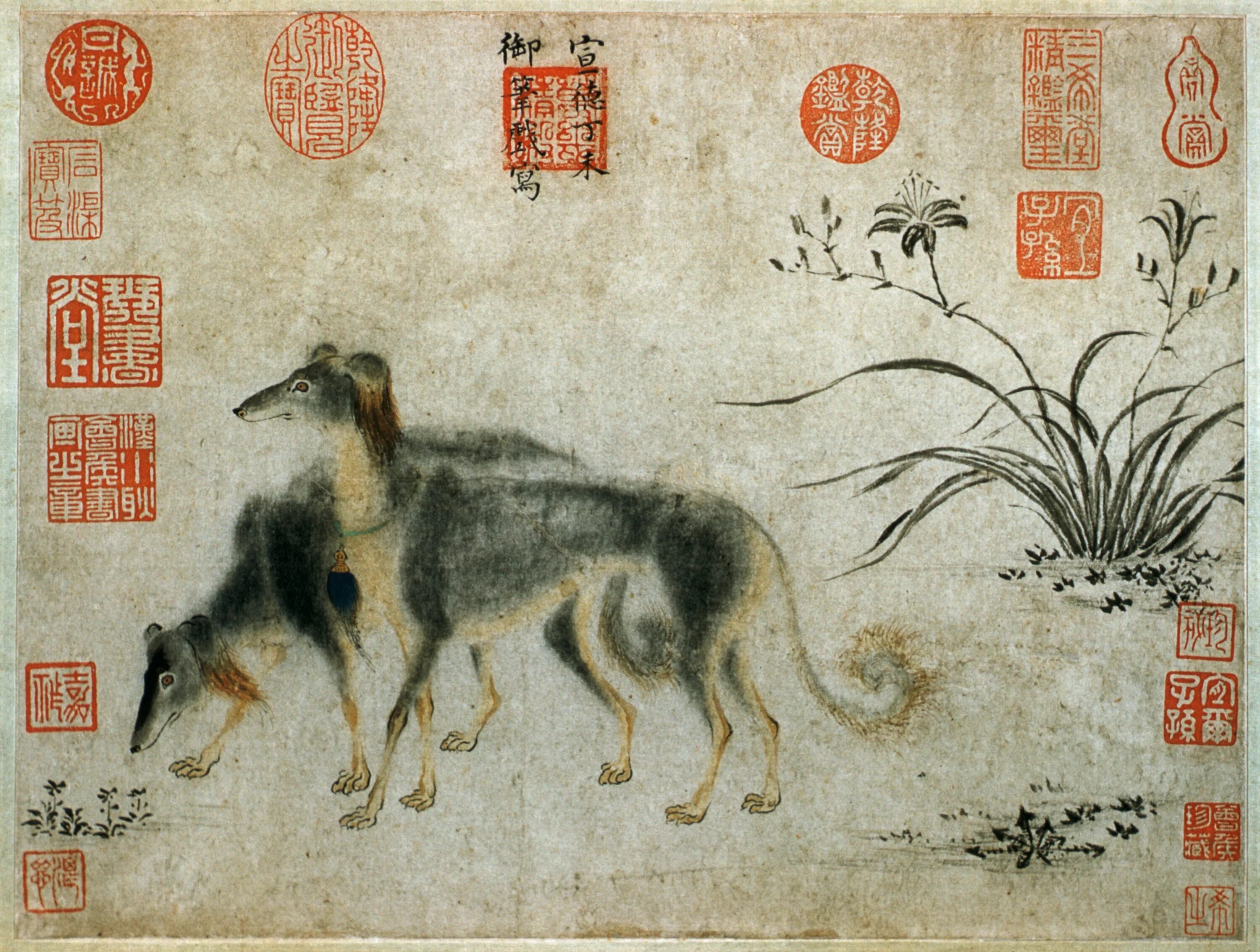 Год китайской собаки. Чжу Чжаньцзи картины. Чжу Чжаньцзи собаки. Китайский художник Чжу Чжаньцзи. Чжу Чжаньцзи картины с собаками.