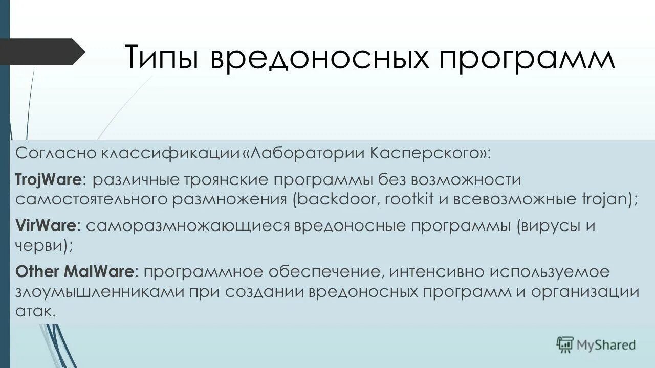 Типы вредоносного по