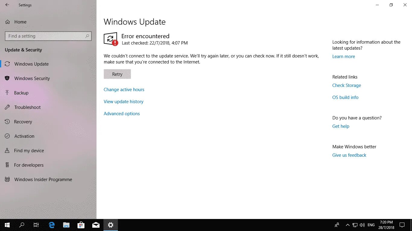 Cannot update
