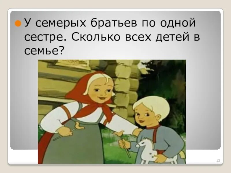 У семи братьев по одной сестре сколько. У семерых братьев по сестре. У семерых братьев по одной сестре сколько всего. У 7 братьев по сестре. У семи братьев по одной сестре сколько всего детей в семье.