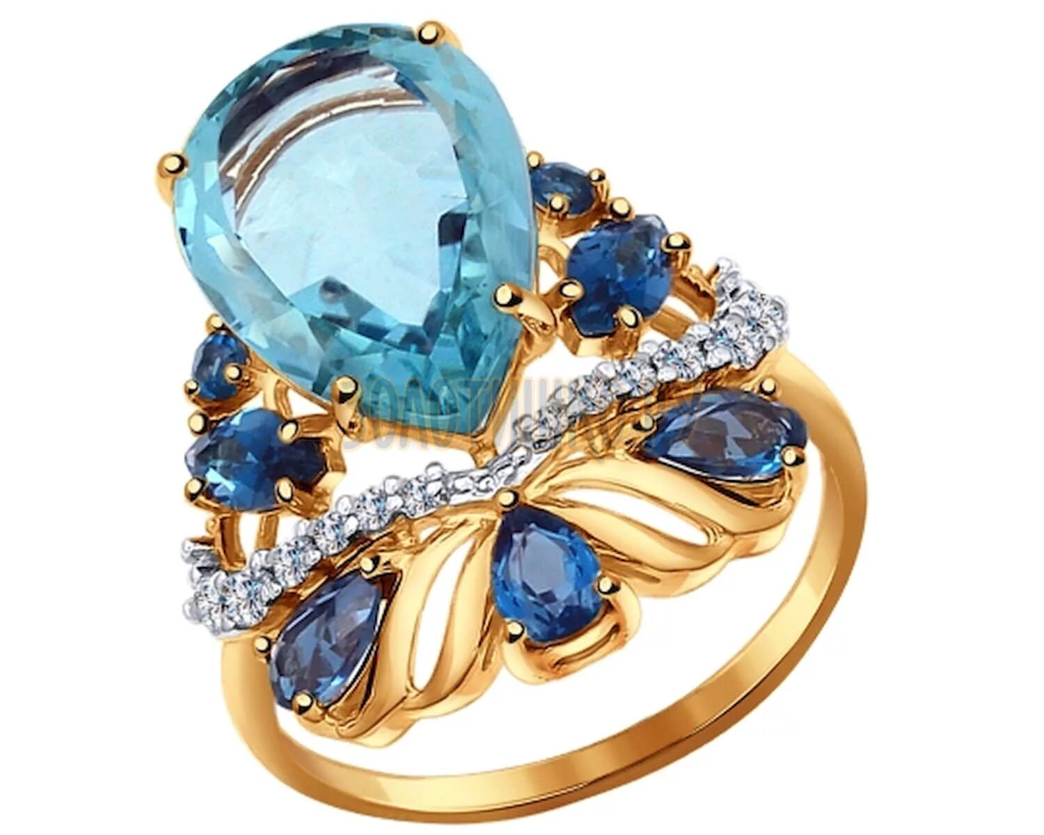 Топаз магазин золота. Кольцо с топазом Aquamarine Jewelry. Золотое кольцо SOKOLOV 715721 С топазами, ситаллами и бирюзой. Кольцо золотое с топаз груша и фианиты. Соколов Аквамарин золото.