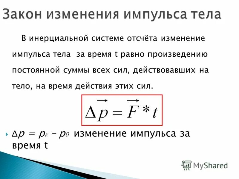 Действующие на тело равна произведению. Изменение импульса формула. Формула модуля изменения импульса тела в физике. Формула нахождения изменения импульса. Модуль изменения импульса формула.